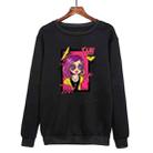 Purple Hair Girl Printed Casual Loose Round Neck Sweatshirt Print On Your Demand, Size:L(Black) - 1