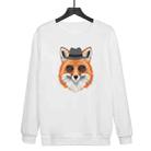 Gentleman Fox Printed Casual Loose Round Neck Sweatshirt Print On Your Demand, Size:XL(White) - 1
