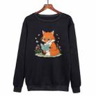 Reading Fox Printed Casual Loose Round Neck Sweatshirt Print On Your Demand, Size:L(Black) - 1