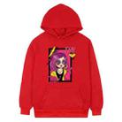 Purple Hair Girl Printed Fleece Hooded Sweatshirt Print On Your Demand, Size:M(Red) - 1