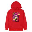 Purple Hair Girl Printed Fleece Hooded Sweatshirt Print On Your Demand, Size:XXXL(Red) - 1