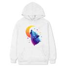 Moon Wolf Printed Fleece Hooded Sweatshirt Print On Your Demand, Size:XS(White) - 1