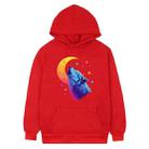 Moon Wolf Printed Fleece Hooded Sweatshirt Print On Your Demand, Size:XS(Red) - 1
