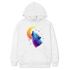 Moon Wolf Printed Fleece Hooded Sweatshirt Print On Your Demand, Size:M(White) - 1