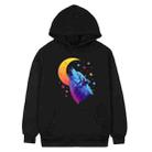 Moon Wolf Printed Fleece Hooded Sweatshirt Print On Your Demand, Size:M(Black) - 1