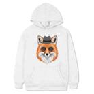 Gentleman Fox Printed Fleece Hooded Sweatshirt Print On Your Demand, Size:XS(White) - 1
