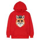 Gentleman Fox Printed Fleece Hooded Sweatshirt Print On Your Demand, Size:XS(Red) - 1