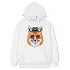 Gentleman Fox Printed Fleece Hooded Sweatshirt Print On Your Demand, Size:L(White) - 1