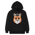 Gentleman Fox Printed Fleece Hooded Sweatshirt Print On Your Demand, Size:L(Black) - 1
