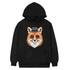 Gentleman Fox Printed Fleece Hooded Sweatshirt Print On Your Demand, Size:XXXL(Black) - 1