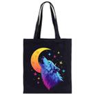 Moon Wolf Printed Canvas Handbag Digital Print On Your Demand, Size:30x25cm(Black) - 1