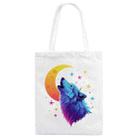 Moon Wolf Printed Canvas Handbag Digital Print On Your Demand, Size:40x35cm(White) - 1