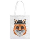 Gentleman Fox Printed Canvas Handbag Digital Print On Your Demand, Size:30x25cm(White) - 1