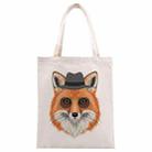 Gentleman Fox Printed Canvas Handbag Digital Print On Your Demand, Size:35x30cm(Beige) - 1