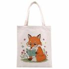 Reading Fox Printed Canvas Handbag Digital Print On Your Demand, Size:30x25cm(Beige) - 1