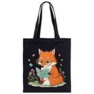 Reading Fox Printed Canvas Handbag Digital Print On Your Demand, Size:30x25cm(Black) - 1