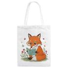 Reading Fox Printed Canvas Handbag Digital Print On Your Demand, Size:35x30cm(White) - 1