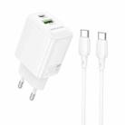 Borofone BN29 Fuente PD30W + QC3.0 Charger Set With 1m Type-C to Type-C Cable, Plug Type:EU Plug(White) - 1