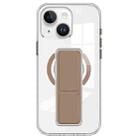 For iPhone 15 Clear Wristband Holder MagSafe Phone Case(Brown) - 1