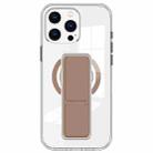 For iPhone 15 Pro Clear Wristband Holder MagSafe Phone Case(Brown) - 1