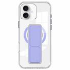 For iPhone 16 Clear Wristband Holder MagSafe Phone Case(Purple) - 1