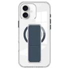 For iPhone 16 Clear Wristband Holder MagSafe Phone Case(Dark Blue) - 1