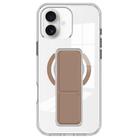 For iPhone 16 Clear Wristband Holder MagSafe Phone Case(Brown) - 1