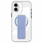 For iPhone 16 Clear Wristband Holder MagSafe Phone Case(Blue) - 1