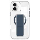 For iPhone 16 Plus Clear Wristband Holder MagSafe Phone Case(Dark Blue) - 1