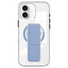 For iPhone 16 Plus Clear Wristband Holder MagSafe Phone Case(Blue) - 1