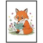 Reading Fox Decorative Painting with PS Frame Print On Your Demand, Size:15x20cm - 1