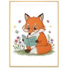 Reading Fox Decorative Painting with Aluminum Alloy Frame Print On Your Demand, Size:15x20cm - 1