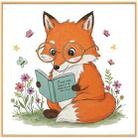 Reading Fox Decorative Painting with Aluminum Alloy Frame Print On Your Demand, Size:20x20cm - 1