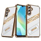 For Samsung Galaxy A16 Plating Holder PC Hybrid TPU Phone Case(Desert Gold) - 1