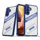 For Samsung Galaxy A34 5G Plating Holder PC Hybrid TPU Phone Case(Navy Blue) - 1