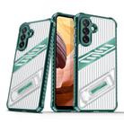 For Samsung Galaxy A34 5G Plating Holder PC Hybrid TPU Phone Case(Dark Green) - 1