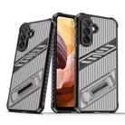For Samsung Galaxy A34 5G Plating Holder PC Hybrid TPU Phone Case(Gray Black) - 1