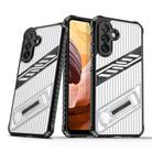 For Samsung Galaxy A34 5G Plating Holder PC Hybrid TPU Phone Case(Transparent Black) - 1