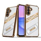 For Samsung Galaxy A14 Plating Holder PC Hybrid TPU Phone Case(Desert Gold) - 1