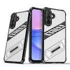 For Samsung Galaxy A14 Plating Holder PC Hybrid TPU Phone Case(Transparent Black) - 1