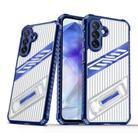 For Samsung Galaxy A25 Global Plating Holder PC Hybrid TPU Phone Case(Navy Blue) - 1