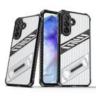 For Samsung Galaxy A25 Global Plating Holder PC Hybrid TPU Phone Case(Transparent Black) - 1