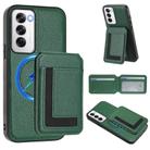 For OPPO Reno12 Pro Global CX01 Detachable Magsafe Magnetic Card Bag Phone Case(Peacock Green) - 1