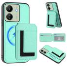 For Redmi 13C 4G / Xiaomi Poco C65 CX01 Detachable Magsafe Magnetic Card Bag Phone Case(Mint Green) - 1