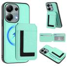 For Redmi Note 13 Pro 4G / Poco M6 Pro CX01 Detachable Magsafe Magnetic Card Bag Phone Case(Mint Green) - 1