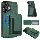 For Redmi Note 13R / 13 4G / 13 5G CX01 Detachable Magsafe Magnetic Card Bag Phone Case(Peacock Green) - 1