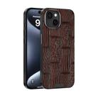 For iPhone 13 ABEEL Beast Pattern 6D Micro-Embossed MagSafe Genuine Leather Phone Case(Brown) - 1