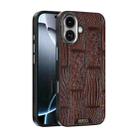 For iPhone 17 ABEEL Beast Pattern 6D Micro-Embossed MagSafe Genuine Leather Phone Case(Brown) - 1