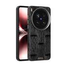 For vivo X200 Ultra ABEEL Beast Pattern 6D Micro-Embossed MagSafe Genuine Leather Phone Case(Black) - 1