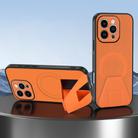 For iPhone 16 Pro Sheepskin Texture MagSafe Magnetic Invisible Holder Integrated Phone Case(Orange) - 1